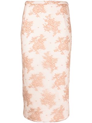 Nº21 floral-lace pencil skirt - Neutrals