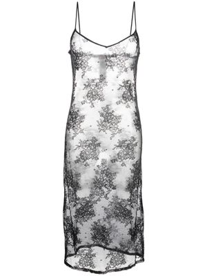 Nº21 floral-lace sheer midi dress - Black