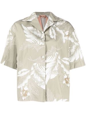 Nº21 floral-print Cuban collar shirt - Brown