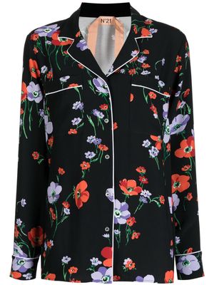 Nº21 floral-print notched-collar shirt - Black