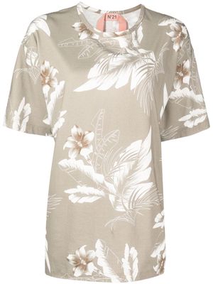 Nº21 floral-print oversized T-shirt - Grey