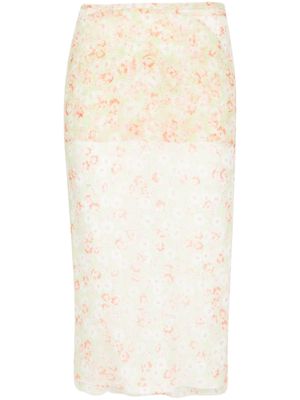 Nº21 floral-print silk midi skirt - Green