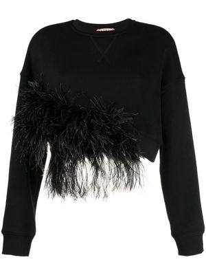 Nº21 fringed cropped sweatshirt - Black
