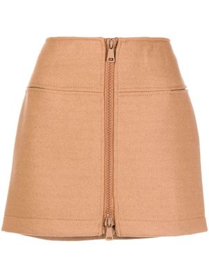 Nº21 front zip-fastening mini skirt - Brown