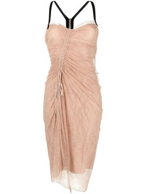 Nº21 gathered-detail lace midi dress - Pink