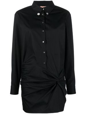 Nº21 gathered-detail mini shirt dress - Black