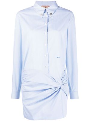 Nº21 gathered-detail mini shirt dress - White