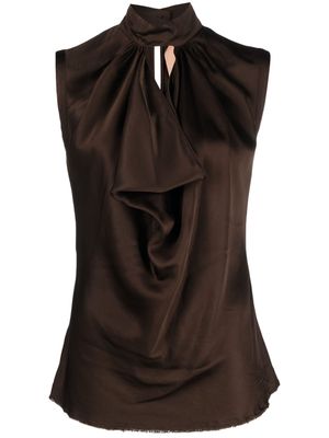 Nº21 gathered-neckline sleeveless satin blouse - Brown