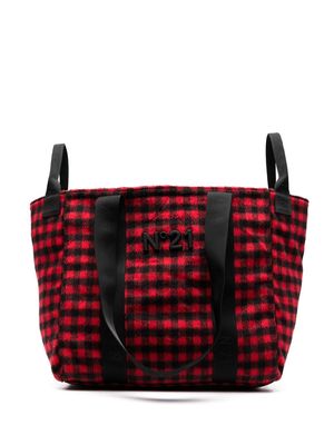 Nº21 gingham-check wool shopper bag - Red