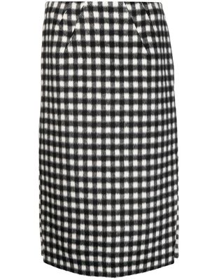 Nº21 gingham-pattern midi skirt - Black
