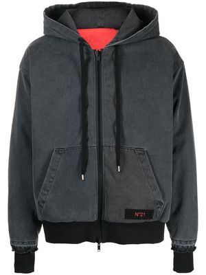 Nº21 graphic-print hooded jacket - Grey