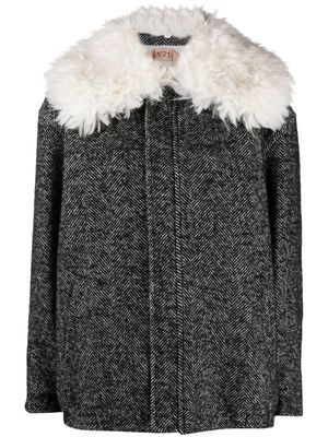 Nº21 herringbone wool-blend jacket - Black