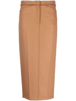 Nº21 high-waisted mid-length skirt - Brown