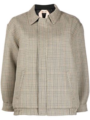 Nº21 houndstooth-print wool bomber jacket - Brown
