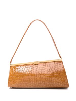 Nº21 Jeanne crocodile-embossed shoulder bag - Brown