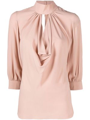 Nº21 keyhole-neck pleated blouse - Neutrals