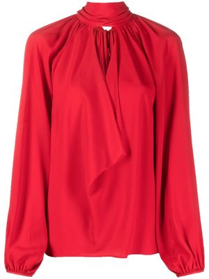 Nº21 keyhole-neck pleated blouse - Red