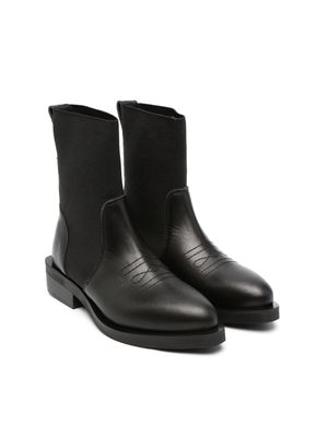 Nº21 Kids 35mm decorative-stitching leather boots - Black