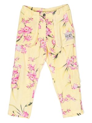 Nº21 Kids belted-waist trousers - Yellow