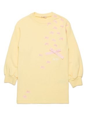 Nº21 Kids bow-appliqué sweatshirt dress - Yellow