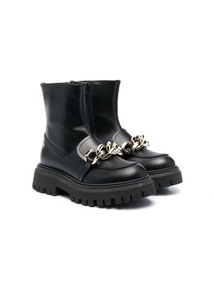 Nº21 Kids chain-detail ankle boots - Black