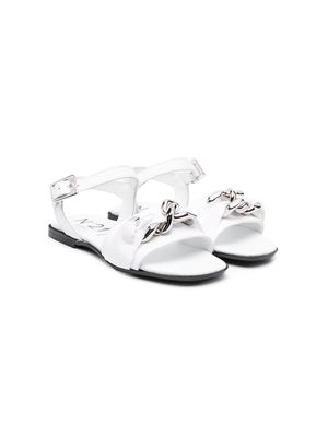 Nº21 Kids chain-detail leather sandals - White