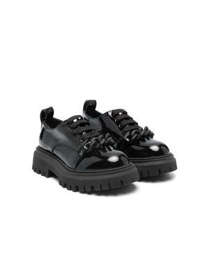 Nº21 Kids chain-link-detail patent leather loafers - Black