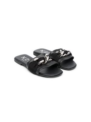 Nº21 Kids chain-link detail sandals - Black