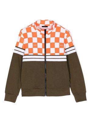 Nº21 Kids check-panelled zipped jacket - Brown