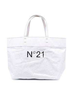 Nº21 Kids clear logo-print tote bag - White
