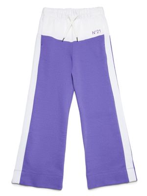 Nº21 Kids colour-block cotton track pants - Purple