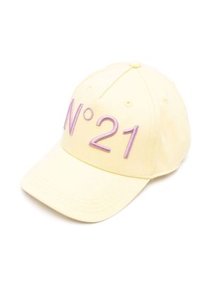 Nº21 Kids embroidered-logo detail baseball cap - Yellow
