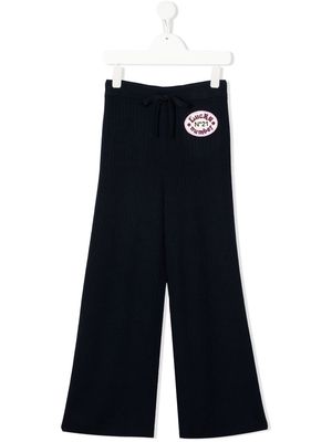 Nº21 Kids embroidered logo-patch knitted trousers - Blue