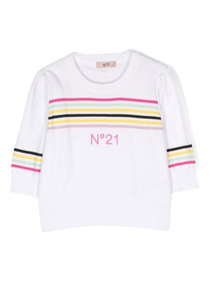 Nº21 Kids embroidered-logo sweatshirt - White