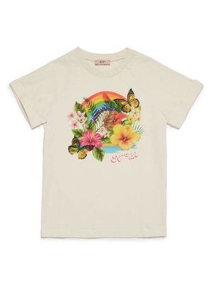 Nº21 Kids floral-print cotton T-shirt - Neutrals