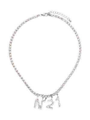 Nº21 Kids glass-crystal logo-pendant necklace - Silver