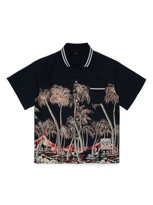 Nº21 Kids graphic-print cotton polo shirt - Black