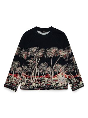 Nº21 Kids graphic-print cotton sweatshirt - Black