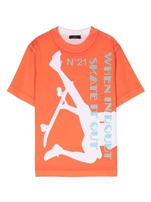 Nº21 Kids graphic-print short-sleeved T-shirt - Orange
