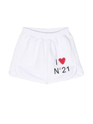 Nº21 Kids 'I Love Nº21' shorts - White