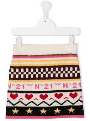Nº21 Kids intarsia-knit skirt - Neutrals