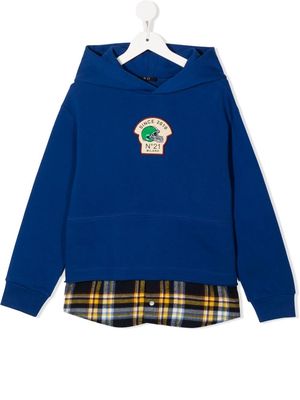 Nº21 Kids layered patch-detail hoodie - Blue