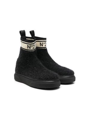Nº21 Kids logo-cuff ankle boots - Black