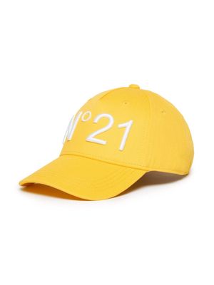 Nº21 Kids logo-embroidered baseball cap - Yellow