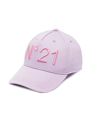 Nº21 Kids logo-embroidered cap - Purple