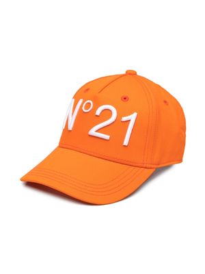 Nº21 Kids logo-embroidered cotton cap - Orange