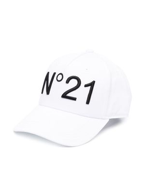 Nº21 Kids logo-embroidered cotton cap - White