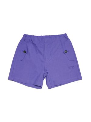 Nº21 Kids logo-embroidered cotton shorts - Purple