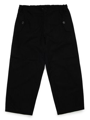 Nº21 Kids logo-embroidered cotton trousers - Black