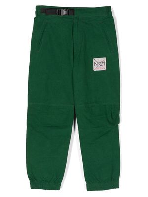 Nº21 Kids logo-patch cargo trousers - Green